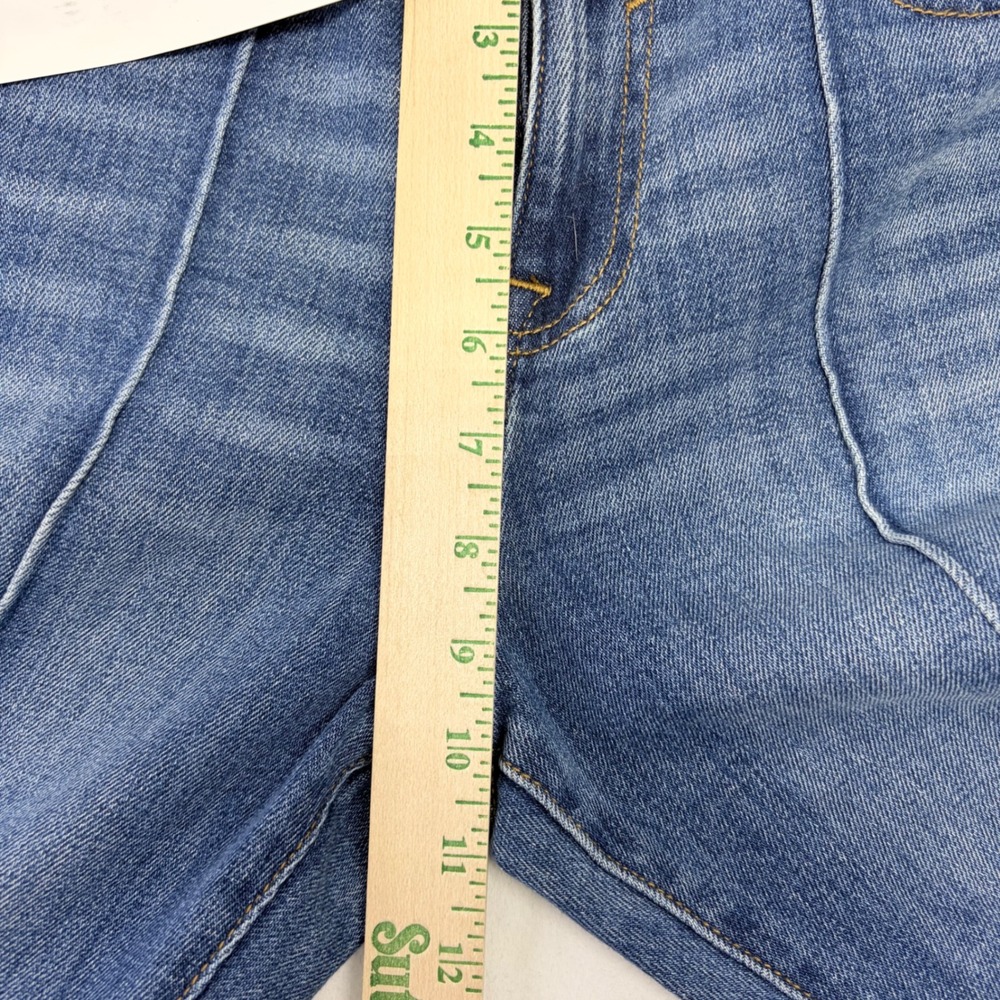 NWT Vigoss Marley Flare Jeans Womens 29 Mid Rise Raw Hem Blue Denim Boho Pintuck - Picture 9 of 12